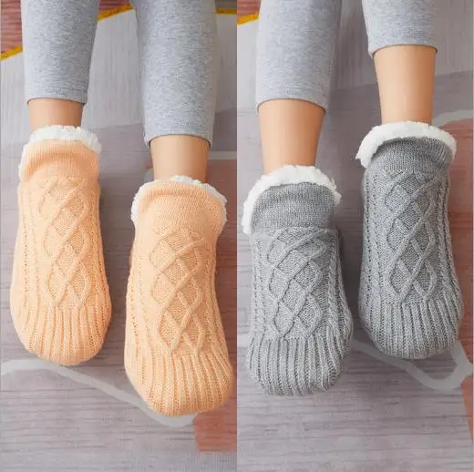 Man Winter Thick Non-skip Floor Socks Woman Room Slipper Socks Knitted Short socks