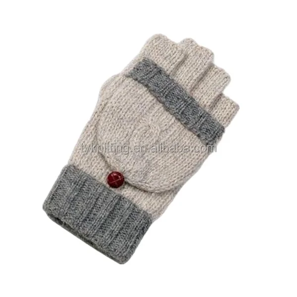 Breathable Outdoor Half Finger Cycling Gloves Winter Knitted Fingerless Flip Gloves