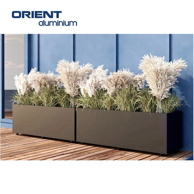 Large Outdoor Round Rectangular  Black Garden Pots Planters Decorative Aluminium Metal Planters