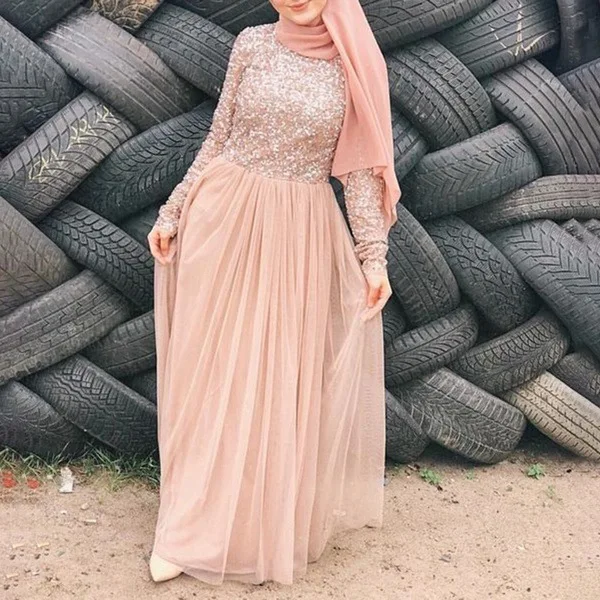 Five color dresses in eight sizes pure colors muslim long women dress