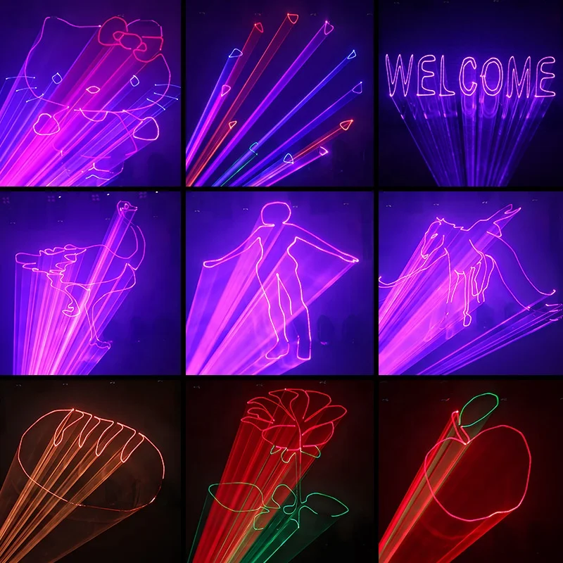 RGB 1w Laser Diode Ilda Animation Laser Dynamic Stage Effect Light 3D Lazer Programmable Laser Projector Christmas Lights