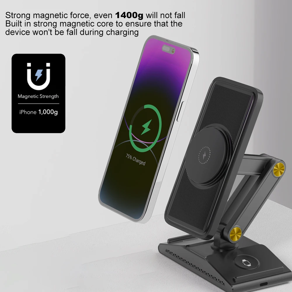 2023 Newest 15W 3 In 1 Magnetic Wireless Charger  Hot Sell 3 in 1 Wireless Fast Charger For Phone For Watch For earphone