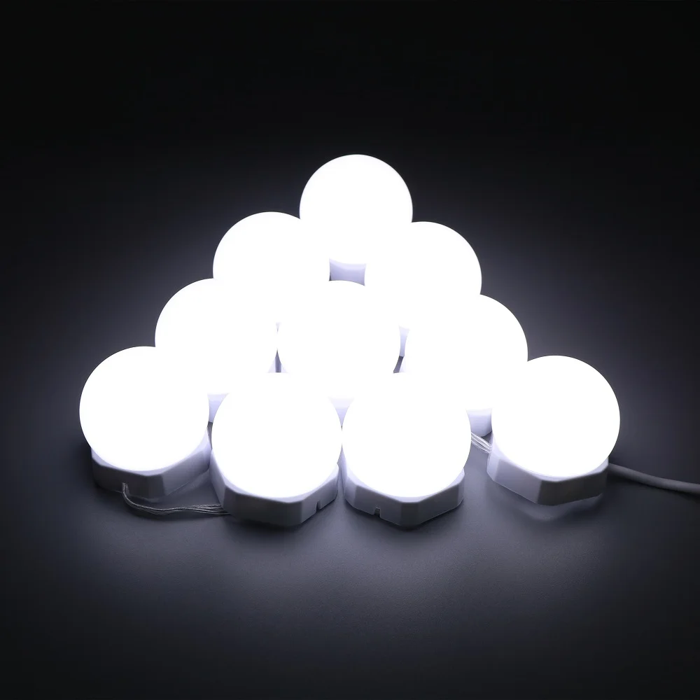 led mirror light tricolor makeup light USB dimming mirror headlight 45mm vanity mirror light bulbs