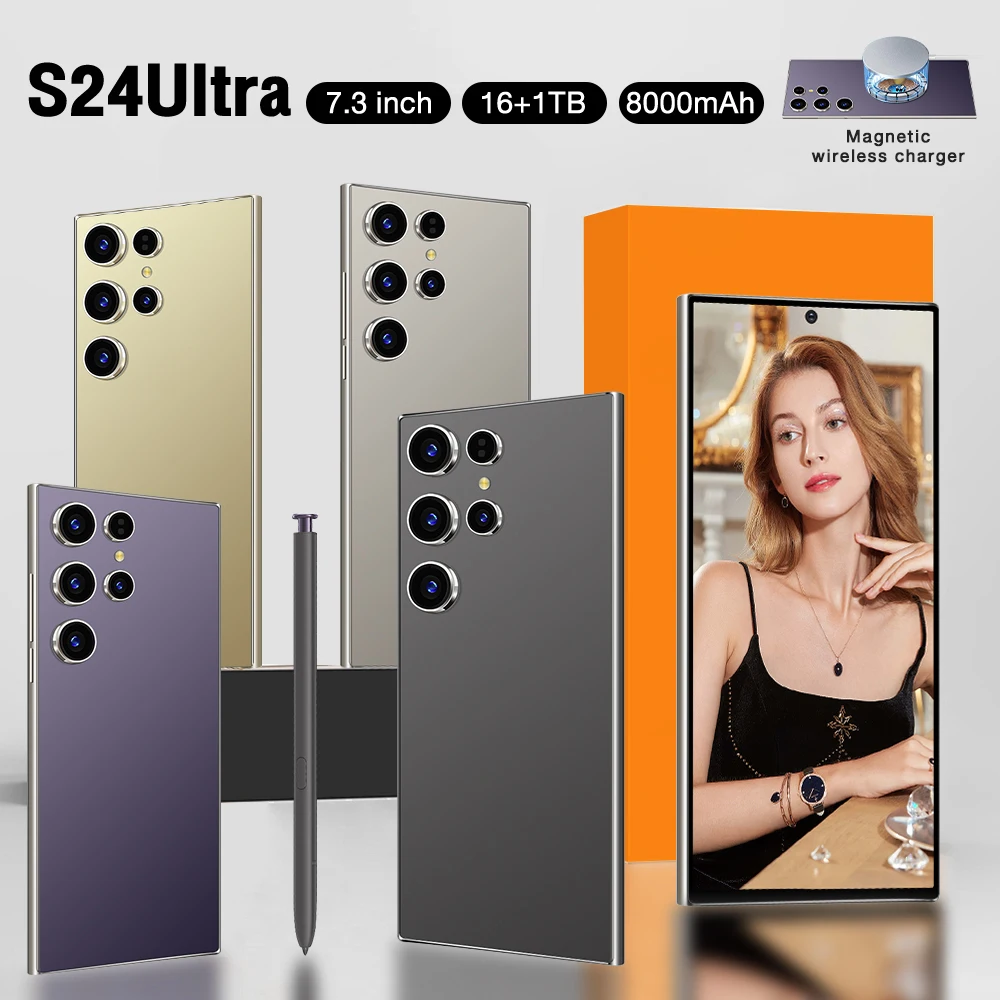 Phones S24 Ultra Smartphones for S24 Ultra 16GB+1TB 5G Dual SIM Cellphone Mobile Phone Original Smart Phone HD OLED 100W 108MP