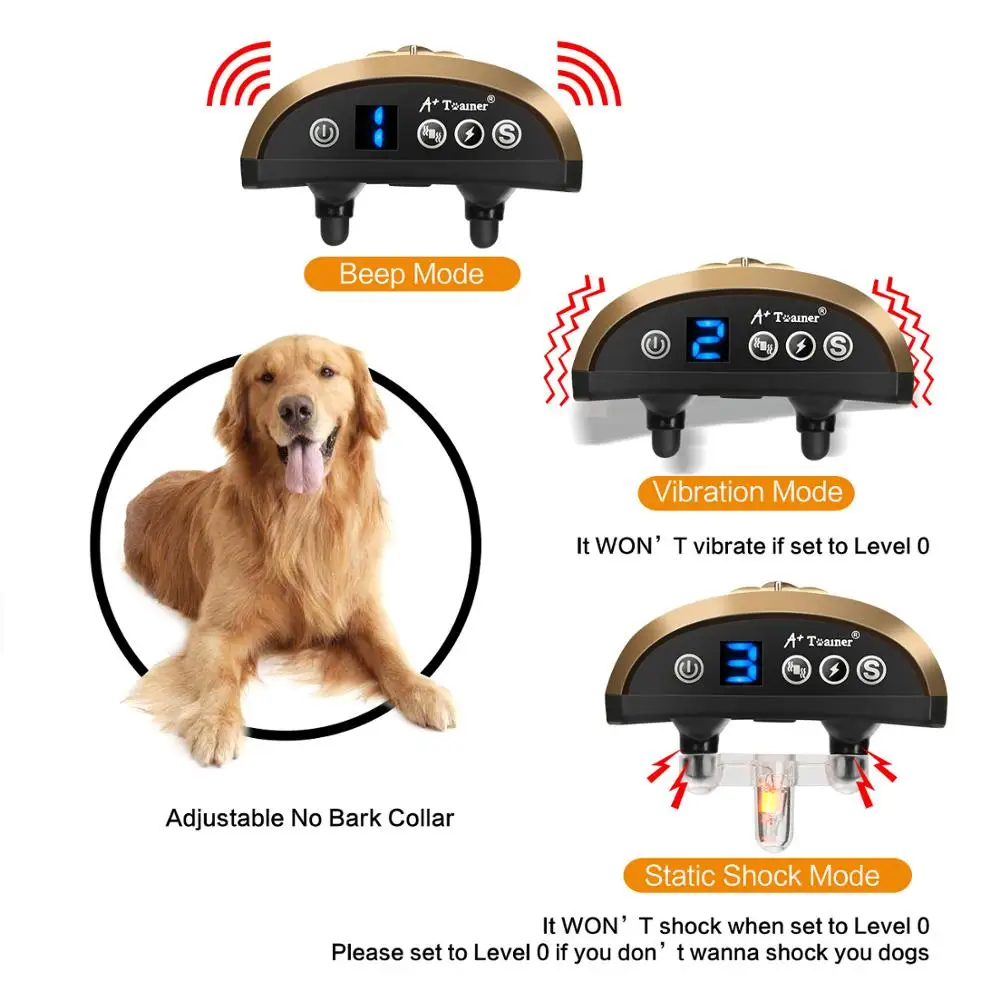 
Custom rechargeable training collar control anti barking control dog collar 