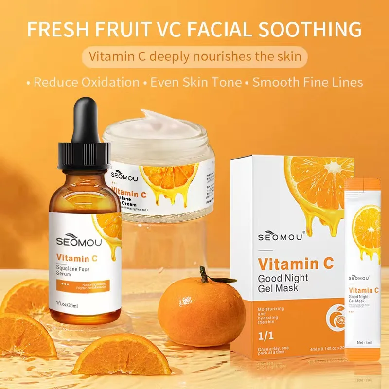 Vitamin C Series Hyaluronic Acid With Facial Serum Body Lotion Cleansing Mousse Gel