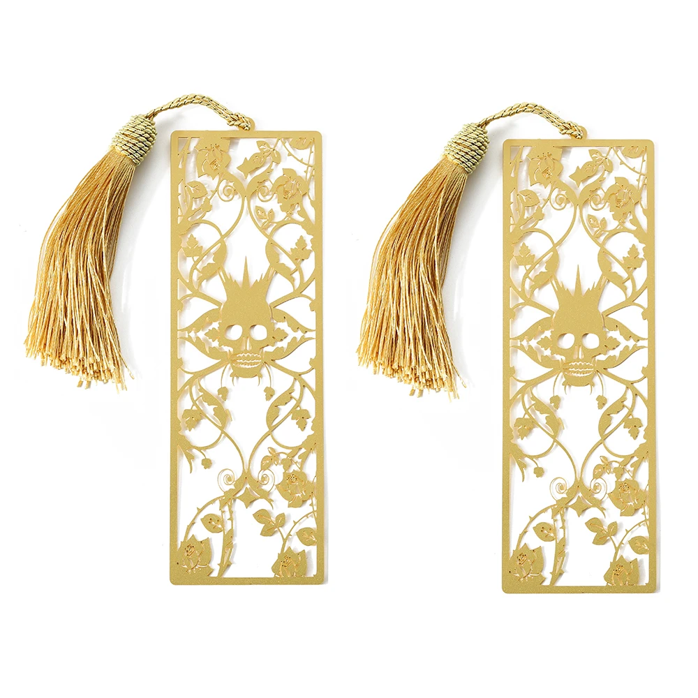 Personalized Custom Bookmark 3D Sublimation Horrible Design Metallic Book Mark Tassels Gold Plated Hollow out Metal Bookmark