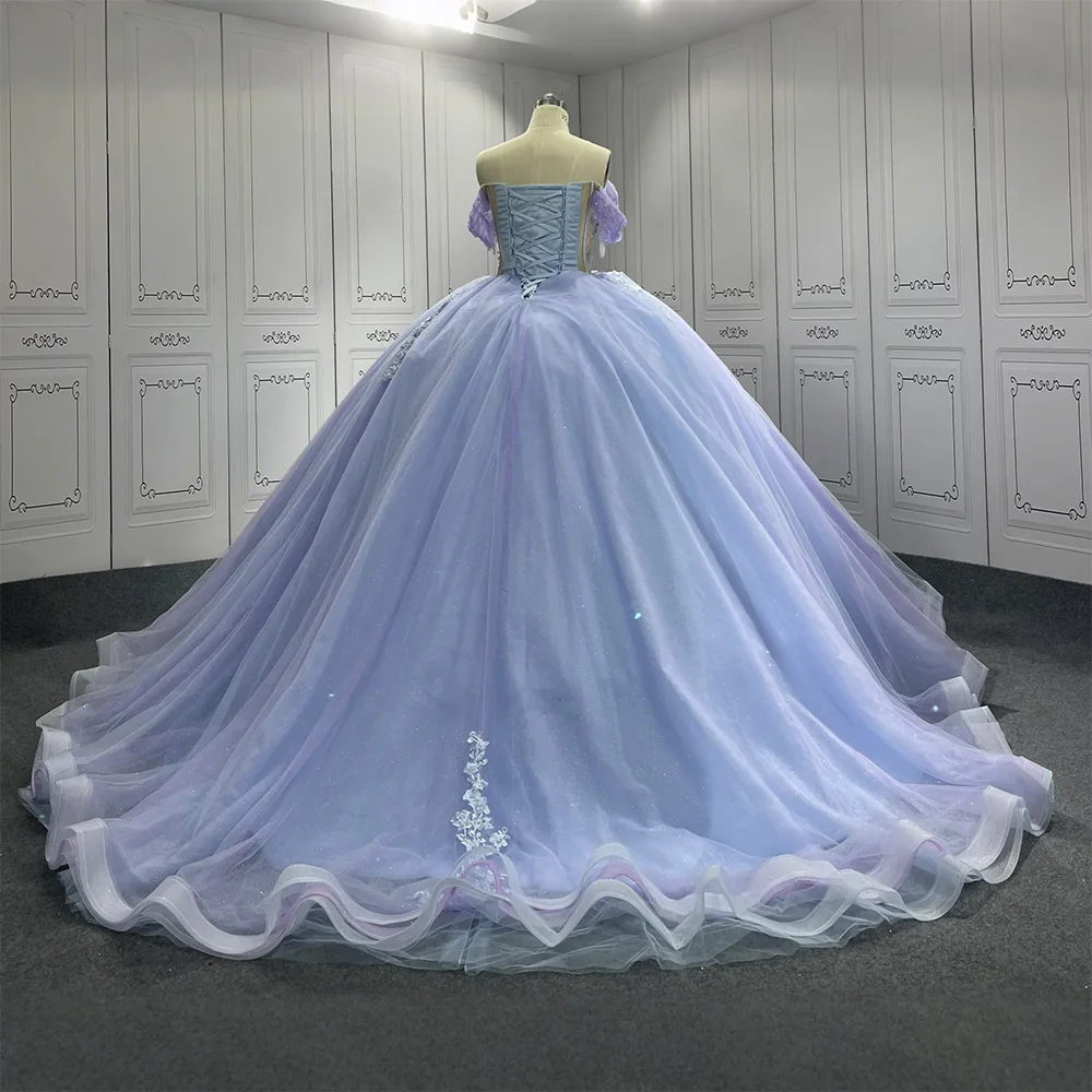 Jancember LSMU15 великолепные милые сиреневые платья с аппликацией и цветами Quinceanera