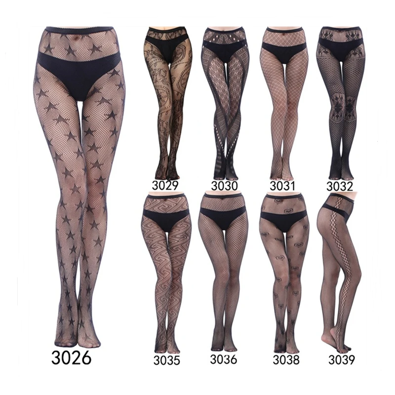 Mature Women Sexy Lingerie Stocking Sexy Floral Star D Fishnet High Waist  Pantyhose Tights Stockings