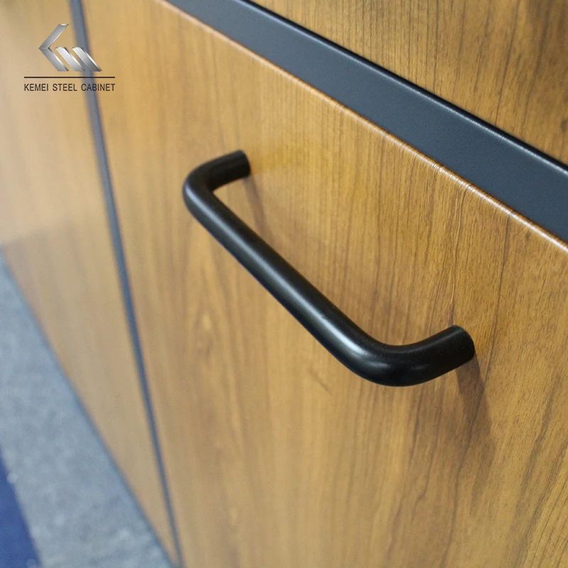 Лидер продаж стальной шкаф для хранения документов с деревянным узором и металлической дверью на