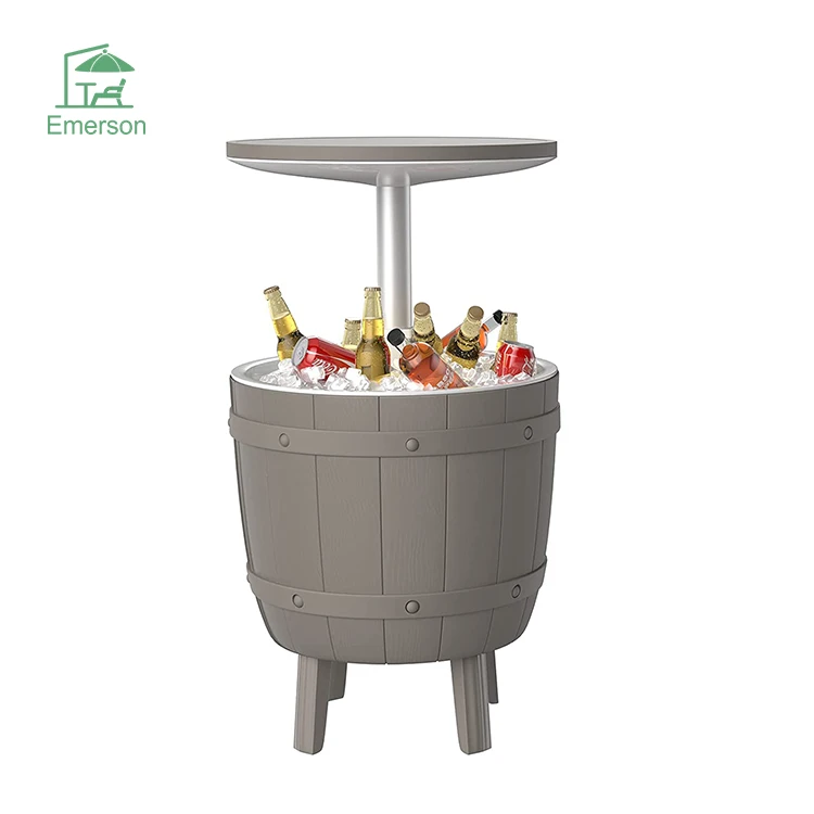 Outdoor Patio Adjustable Height Cooler Bar Table 10 Gallon Ice Bucket Beer Table