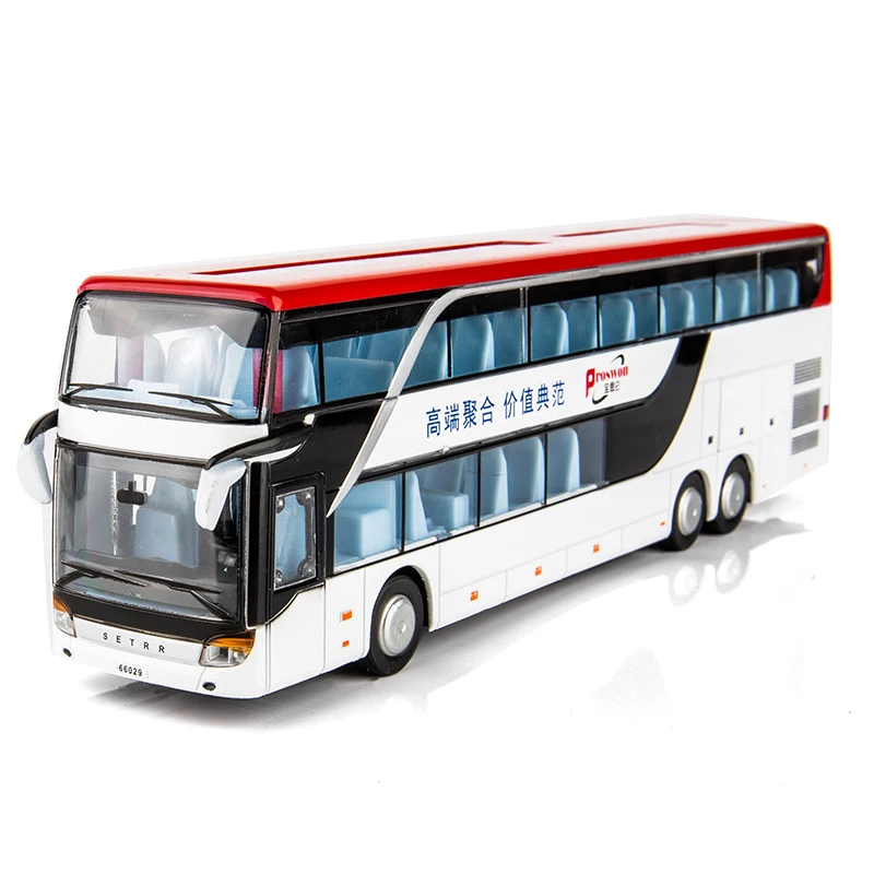 Hot Selling 1:32 Double Decker Bus Toy Die-cast Bus Model Big Toy Car with Sound and Light for Kids