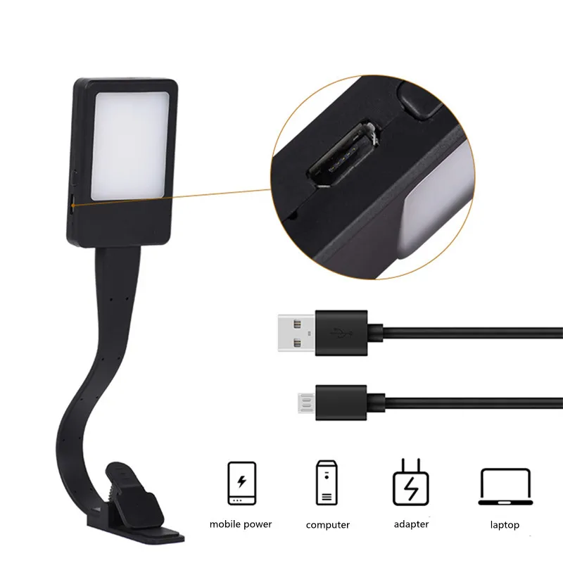 Book Light, USB Rechargeable Reading Light Reading Lamp with 3 Eye-Care Adjustable Brightness Modes, Flexible Clip on Book Light