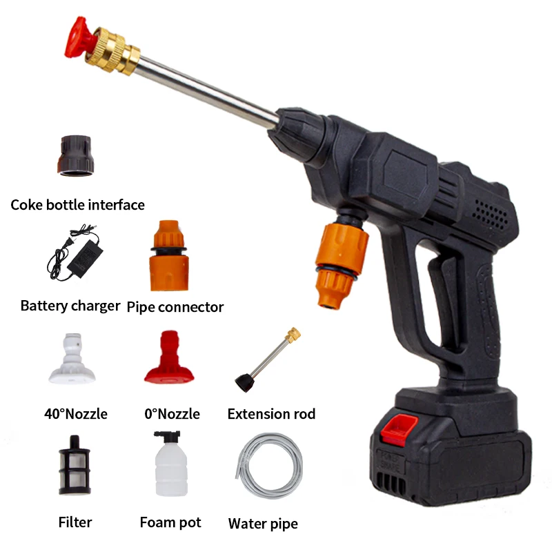 Mobile Handheld Cordless Car Wash Machine Rechargeable Battery Powered Washer with Foam Generator Car Wash Gun