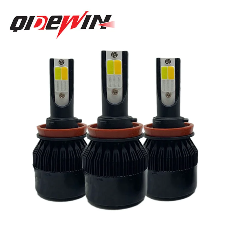 Factory Price 3 Colors Led Headlight 55W High Power 6000LM  9005 H3 H1 H4 Car Headlight Bulb For Universal Car