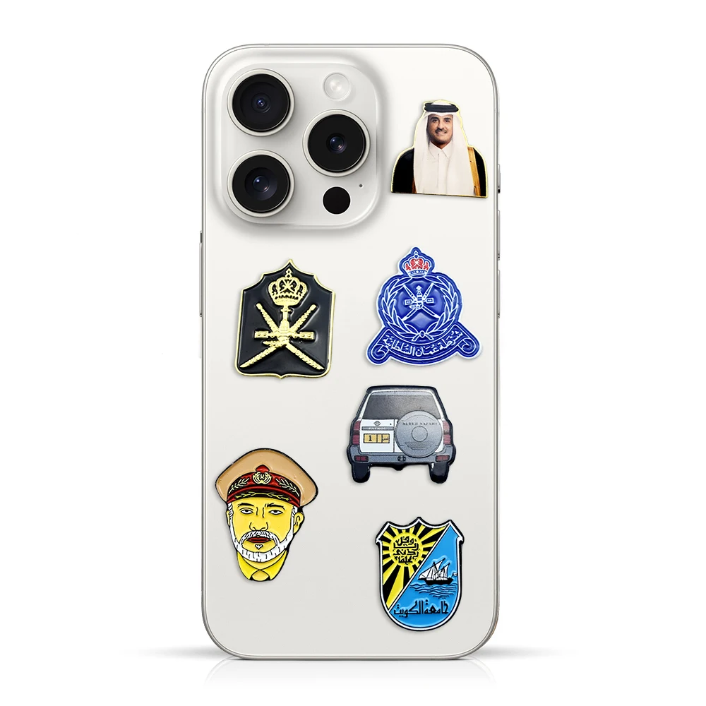 Design Your Own saudi Uae Oman Metal Sticker Badge Mobile Phone Decoration Lapel Pin Sticker Emblem For Phone Case