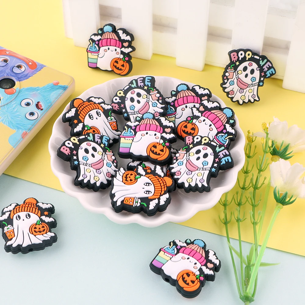 Factory Custom Silicone Beads Wholesale Soft BPA Free Silicone Baby Teether Set Hot Sale Halloween Silicone Focal Beads Toys