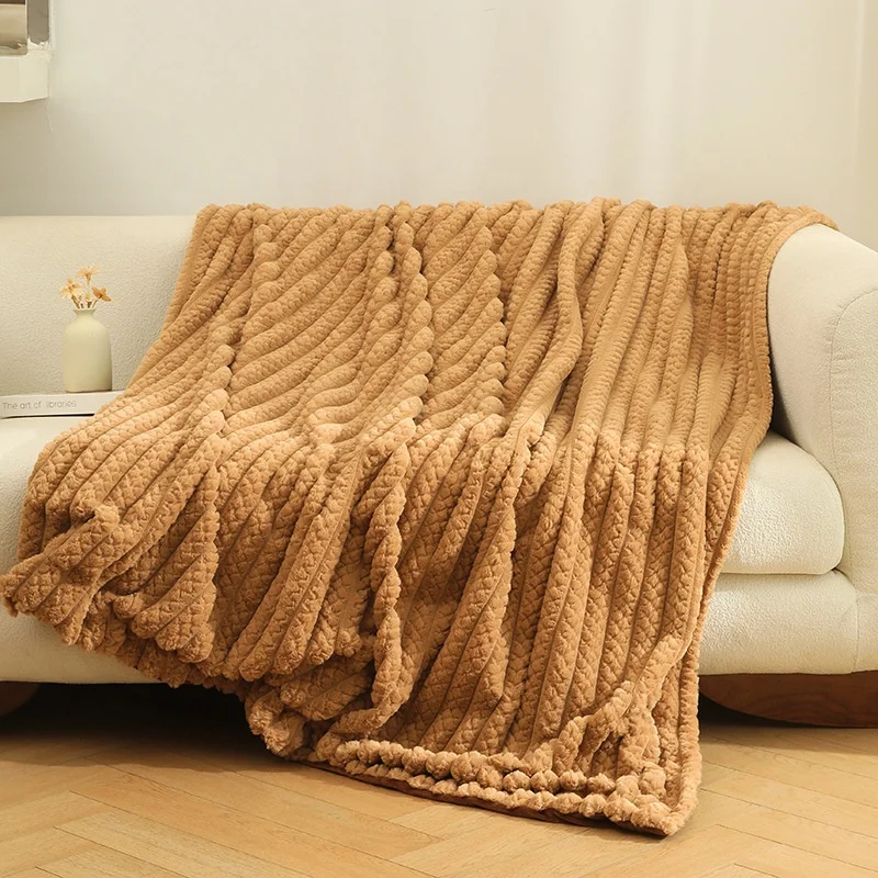 100%Polyester fabric luxury big chunky fluffy faux fur throw blanket  mink throw blanket  for Bed