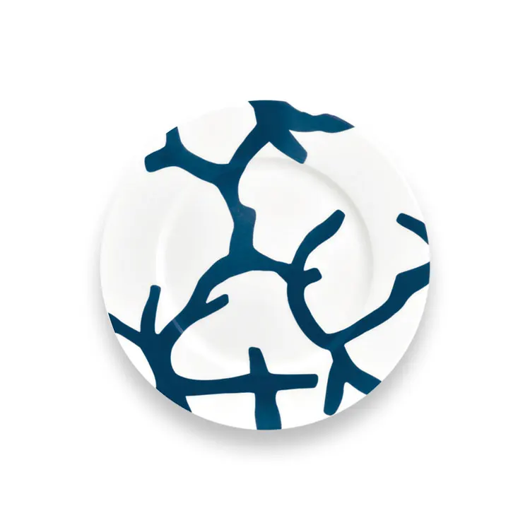 wholesale fine bone china blue with gold rim elegant ceramic dinnerware sets for wedding hotel use