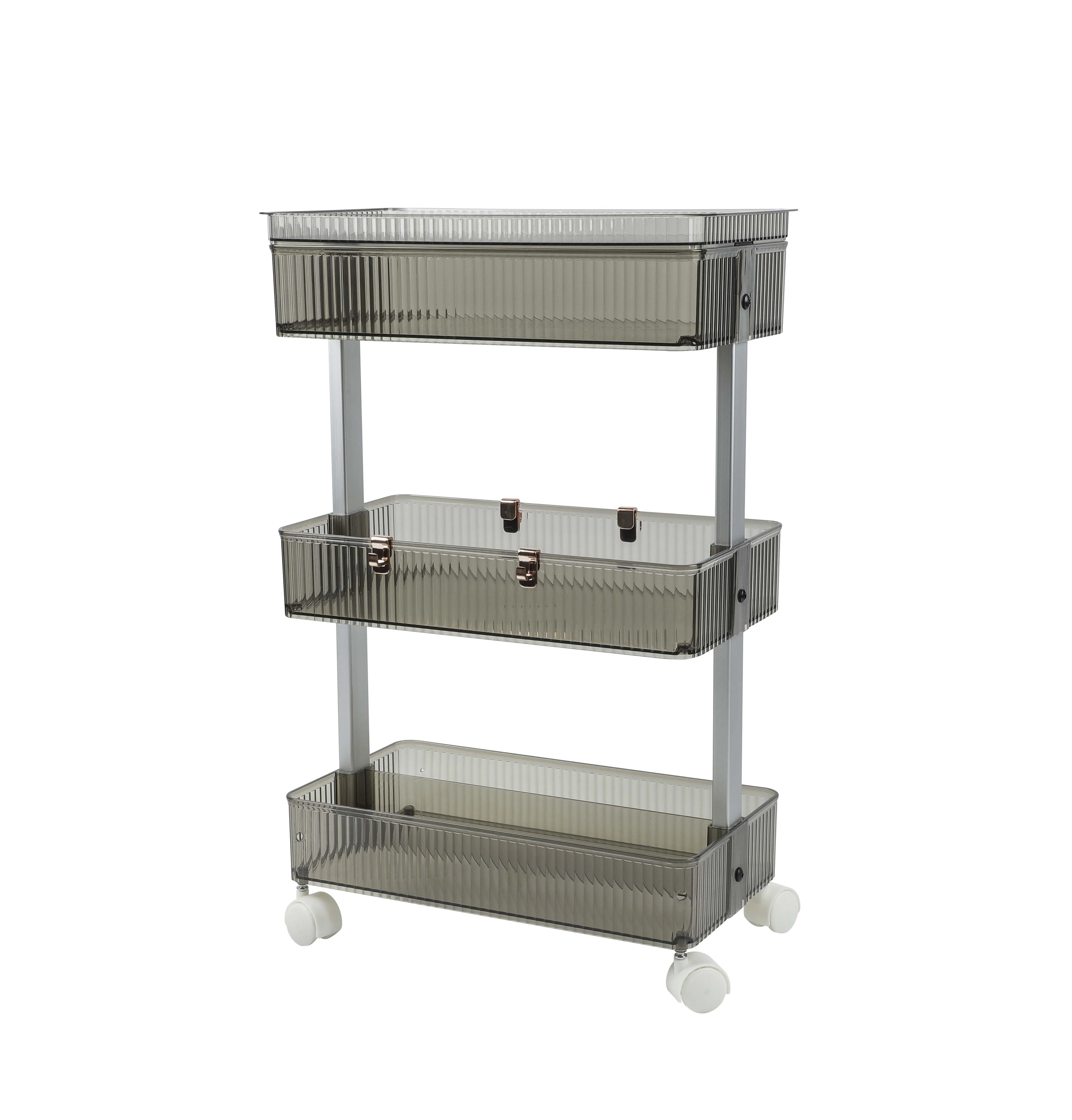 High Quality Rolling Shelf Multifunctional Slide Out 3 Tier Home Organization Cart