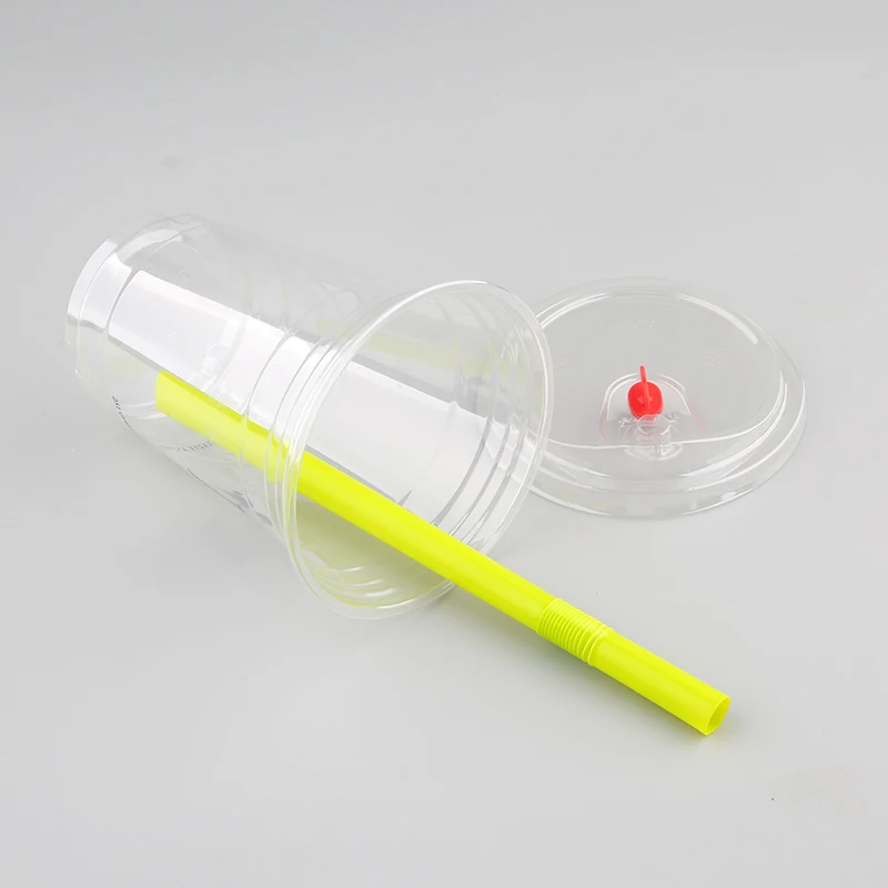 China Factory Plastic Cup Thick Hard Bubble tea cup 16 oz 24 oz Milk Tea boba plastic cups with lid