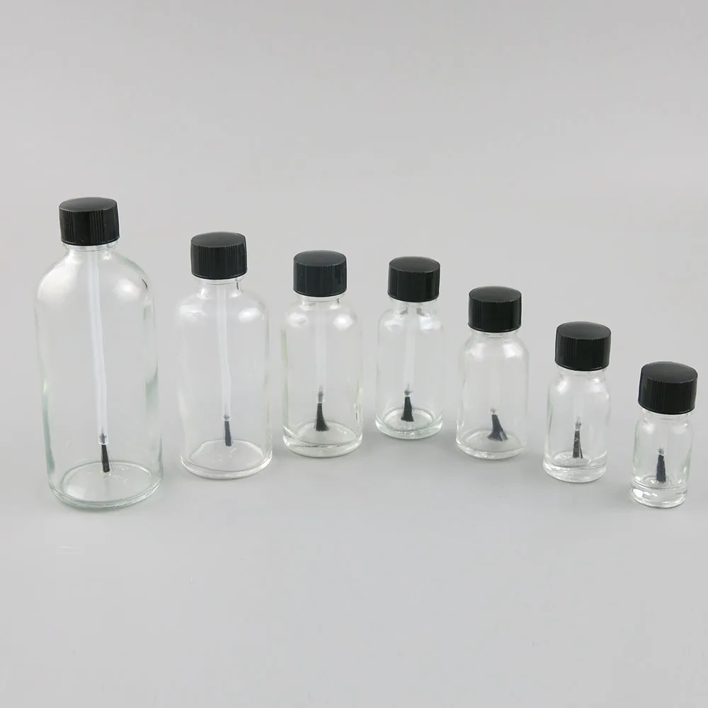 Transparent Empty Glass 5ml 10ml 15ml 20ml 30ml Nail Polish Bottle Large Bottle 50ml 100ml With Brush Cap