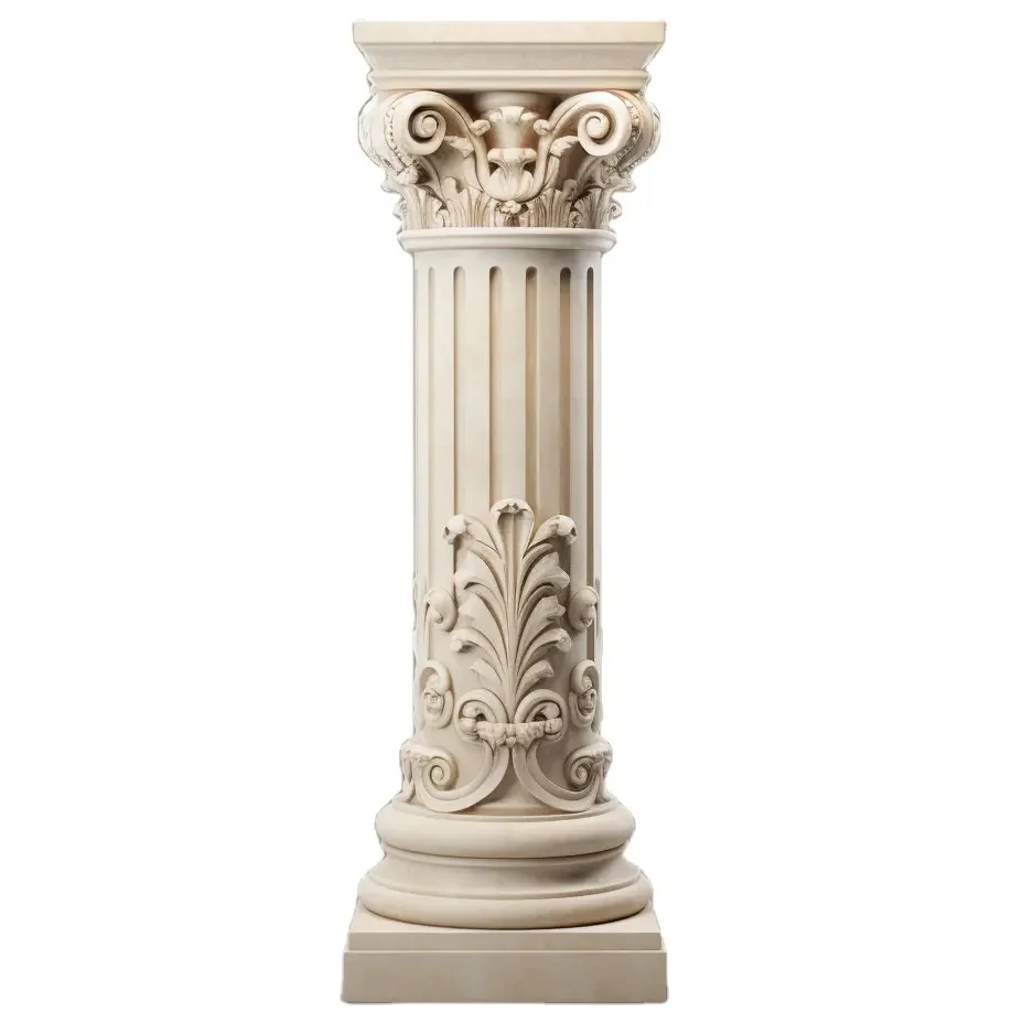 Shengye Big Size Roman Column Pillar Natural Marble Outdoor Decoration Hand Carved High Quality