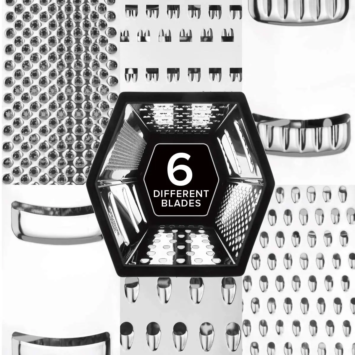 New Design 6 Sides Stainless Steel Cheese Grater with Container Box