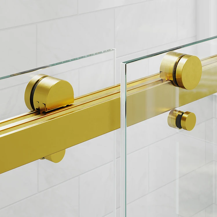 Stock In USA Luxury Stainless Steel hardware Tempered Glass sliding Shower Door with handle