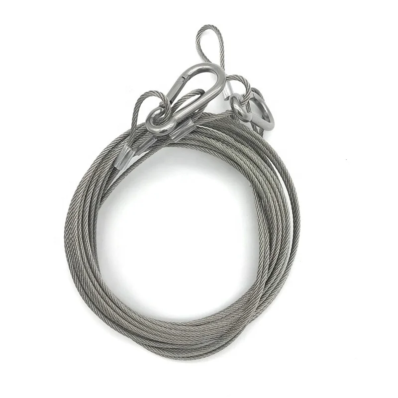 Wholesale 3mm 7*7 stainless  steel wire rope sling both side with loops for Security