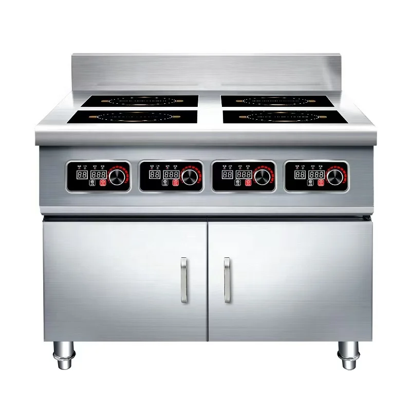Commercial 4 6 8-burner flat electric stove multifunctional induction cooker with cabinet kitchen equipment for hotel restaurant