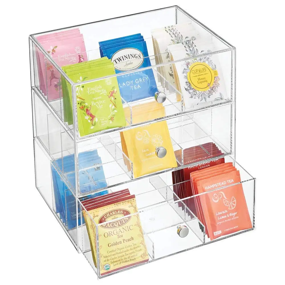 Cheap Wholesale Custom Fashion Luxury Acrylic Tea Box Organizer Storage Containers For Tea Bags