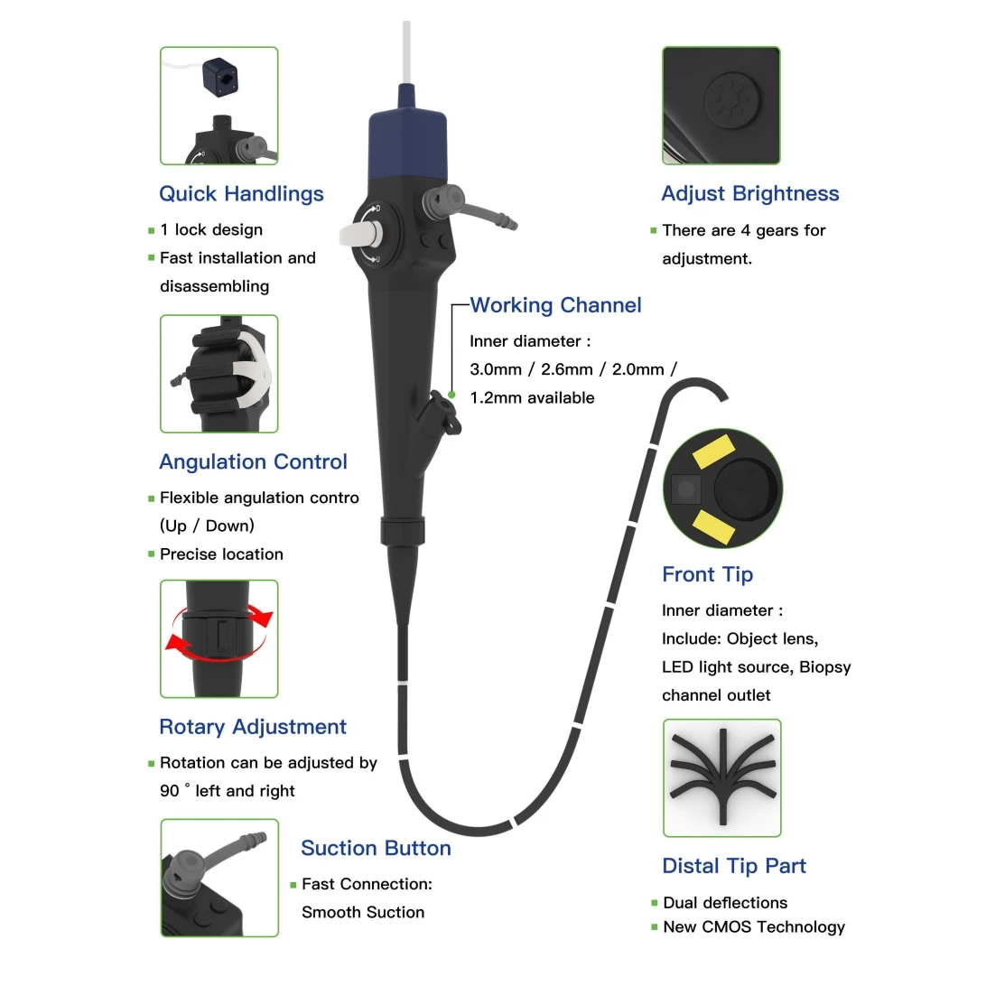 5 models Flexible Video  Bronchoscopy  with screen for diagnisis