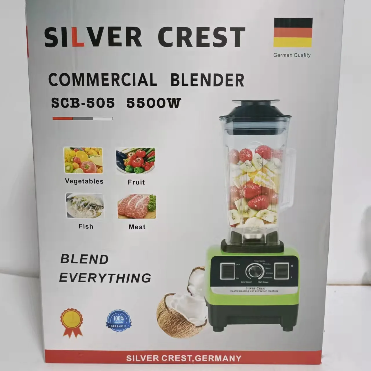 SC-1589 2 в 1 серебряный крест блендер 2L 5500W Большой мощный смузи большой коммерческий с сухой шлифовальная чаша