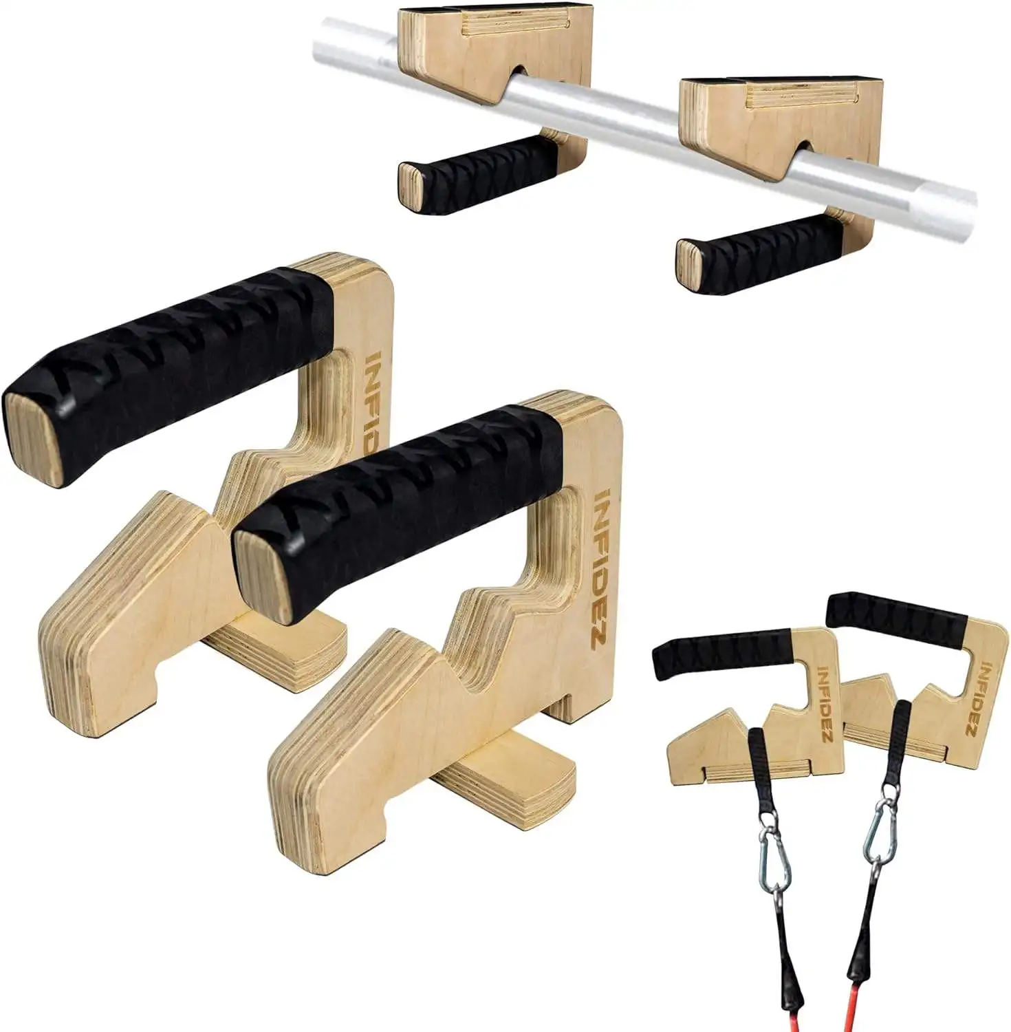 Wooden Resistance Band Holder Non-slip Push Up Handles Calisthenics Equipment for Indoor and Outdoor Workout