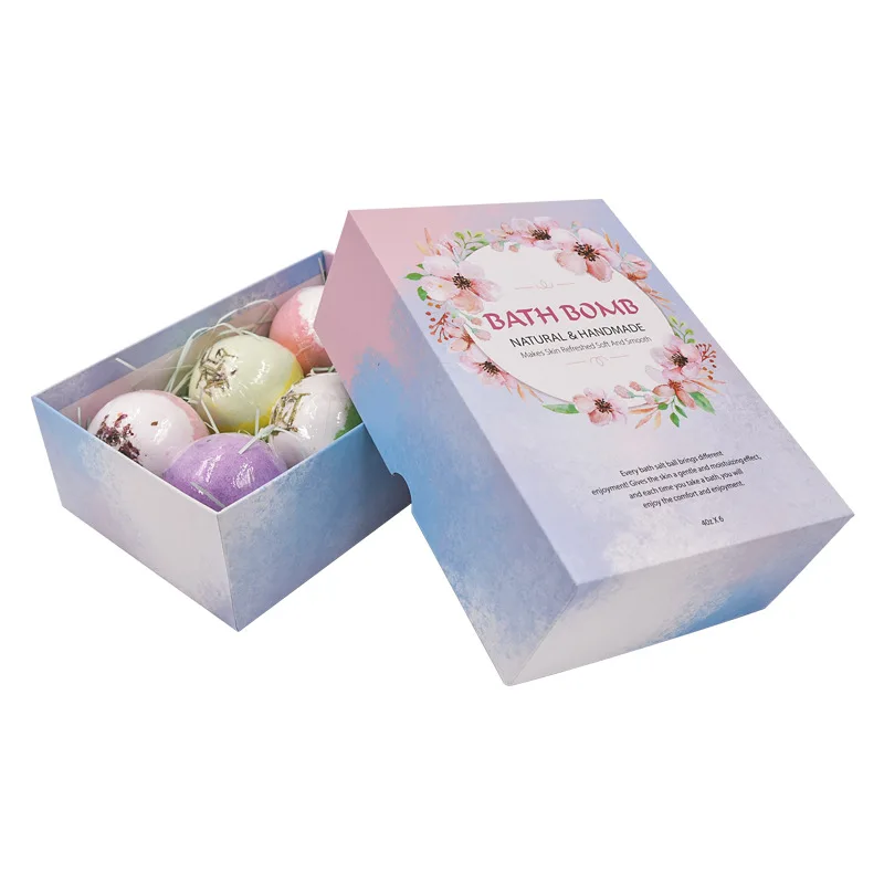 6Pcs Aromatherapy Bubble Bath Bombs with Coconut Oil Gift Bath Fizzies dried flower Bath Bombs Gift Set