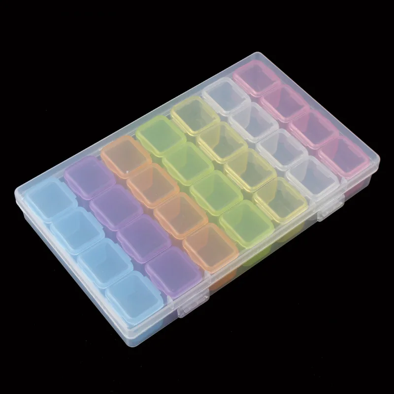 Bview Tool 28 Grids Nail Diamond Nail Art Tool Jewelry Storage Box for Storing Nail Art Items Pills Beads Seeds