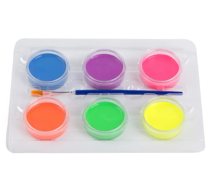 MeiduGaga wholesale 6 neon colors for kids with brush non-toxic multi-purpose water based washable  face paint