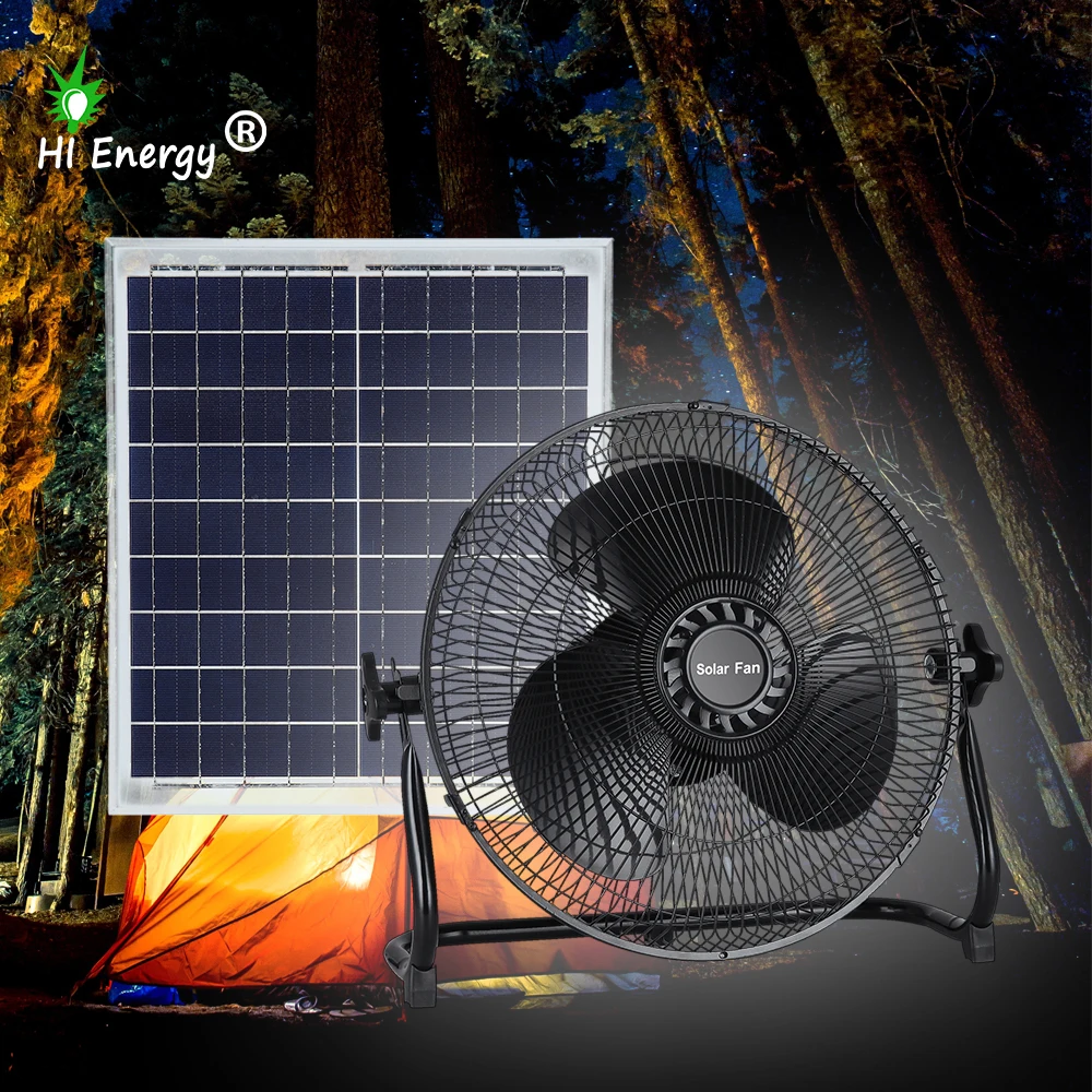 Hi energy Solar Fan 12Inch DC Rechargeable Solar Table Fan 3 Bladers With Solar Panel