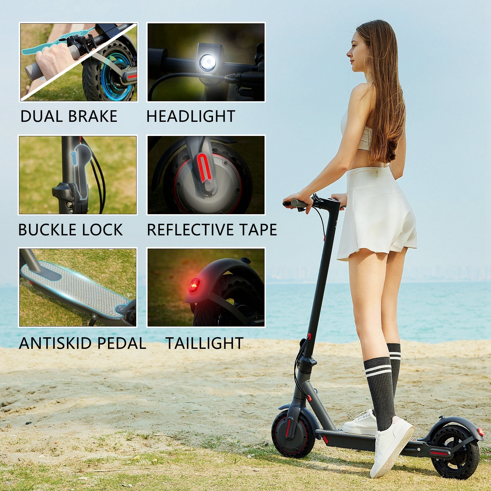 EU Warehouse Dropshipping 350W Motor 36V7.5Ah E-Scooter With Smart APP Foldable Adult Electric Scooter