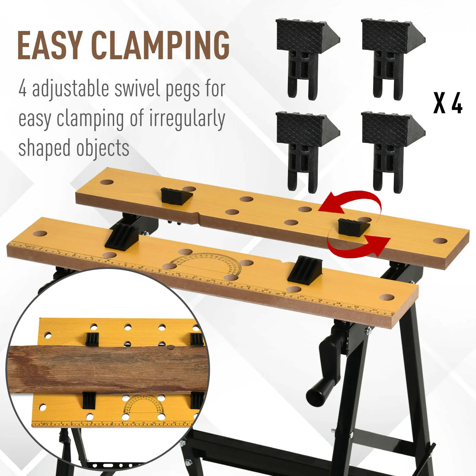 Folding Table Work Bench For Miter Saw Stand With 12 Inch Wood Clamp