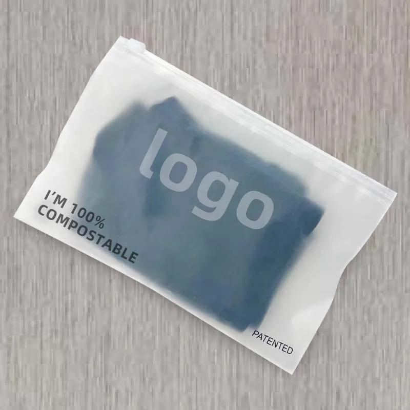 Compostable eco friendly bio degradable poly zipper zip lock plastic bags for clothes packaging