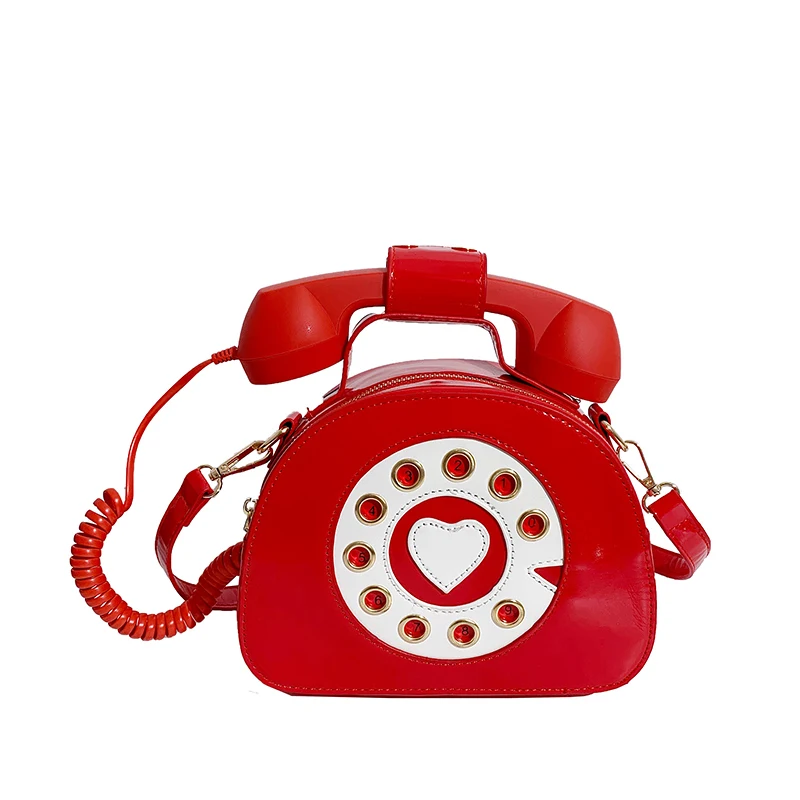 Telephone Shape Purses and Handbags for Women Fashion Pink Shoulder Bag Novel Designer Brand Crossbody Bag Top-Handle Totes