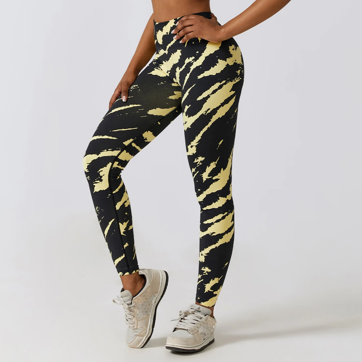 Tie dye snake printed high waist  butt lifing workout women yoga pants seamless sports leggings custom