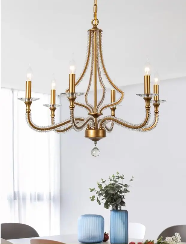 Traditional wrought iron chandelier with K9 crystal rococo restoration chandelier crystal decoration indoor pendant lamp lights
