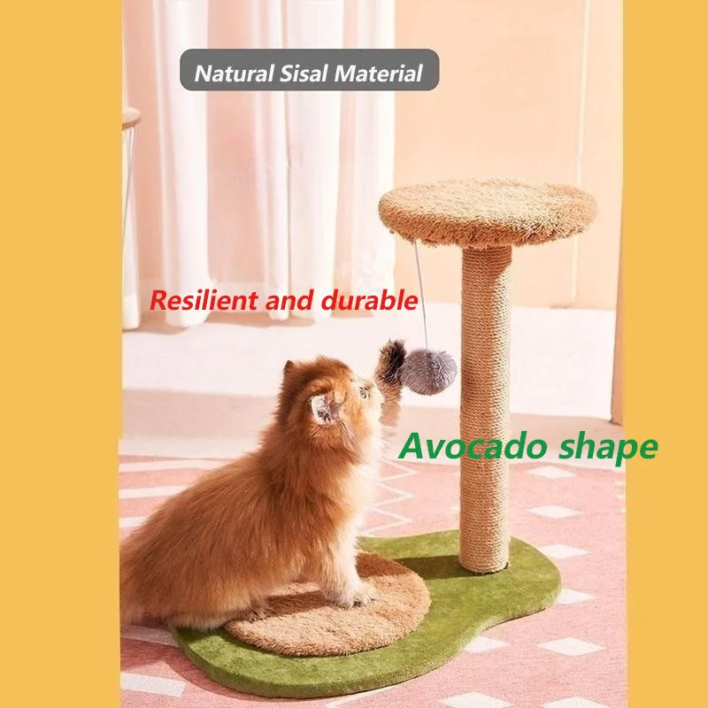 Durable Natural Sisal Cat Trees & Scratcher Scratch Post Cat Tree Wooden Cat Scratching Post Sisal