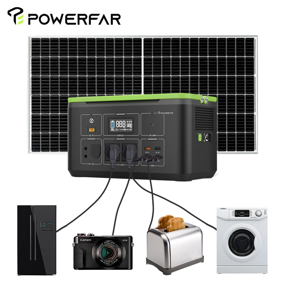 POWERFAR 300 Вт 700 1000 домашний генератор солнечной энергии 110 В 220 наружная портативная электростанция для кемпинга