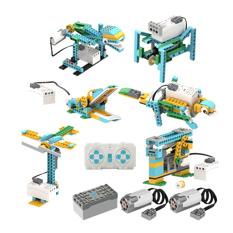 Hot Sell Electric Programmable Assembly Blocks Diy Robot Electronic Compatible Stem App Programming Toys Set For Kids Boys