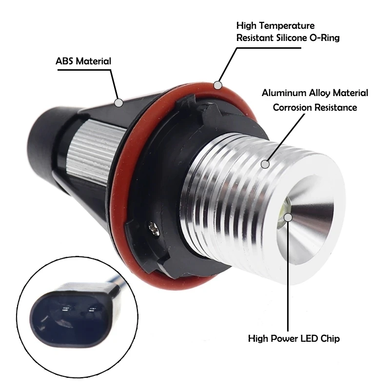 N 2Pcs LED Angel Eyes Marker Lights Bulbs Lamps For BMW E39 E53 E60 E61 E63 E64 E65 E66 E87 525i 530i xi 545i M5 Error Free 10W